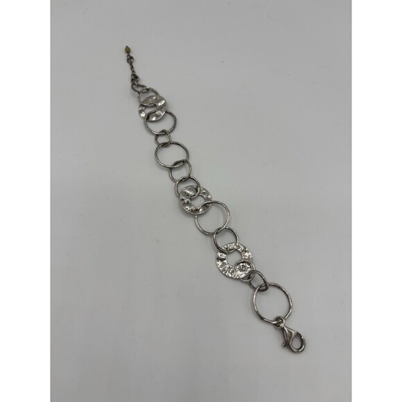 Silpada Sterling Silver 925 Hammered PAPER CHAIN Circle Links Bracelet B1217 8” - Picture 6 of 7